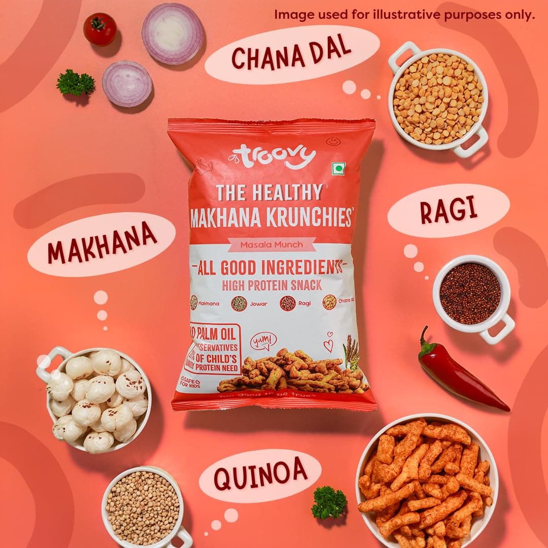 Troovy Healthy Makhana Krunchies (Pack of 3)| Natural Ingredients, Made with Makhana, Jowar, Chana Dal, Soy Protein, Ragi & Quinoa | Baked Snacks | 70gm x 3 — image 5