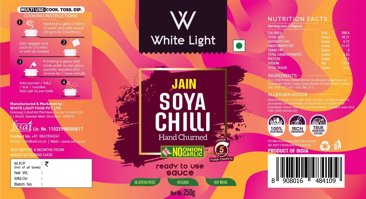 White Light Food Jain Soya Chilli Sauce l Vegan and Natural Ingredients l Ready to Eat Healthy Food (250g) (Pack of 1) — image 2