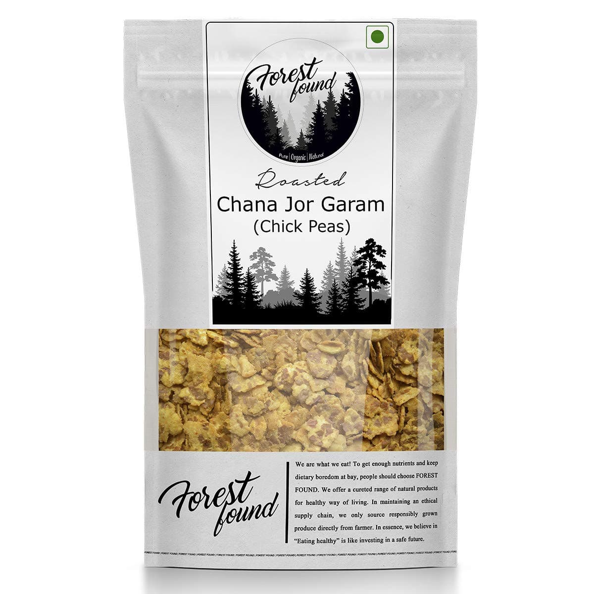 Forest Found Vacuum Roasted Black Chana Jor Garam (250g) – 100% Oil-Free & Gluten-Free Namkeen | No Salt & No Masala | Low-Fat Diet Snack for Weight Loss