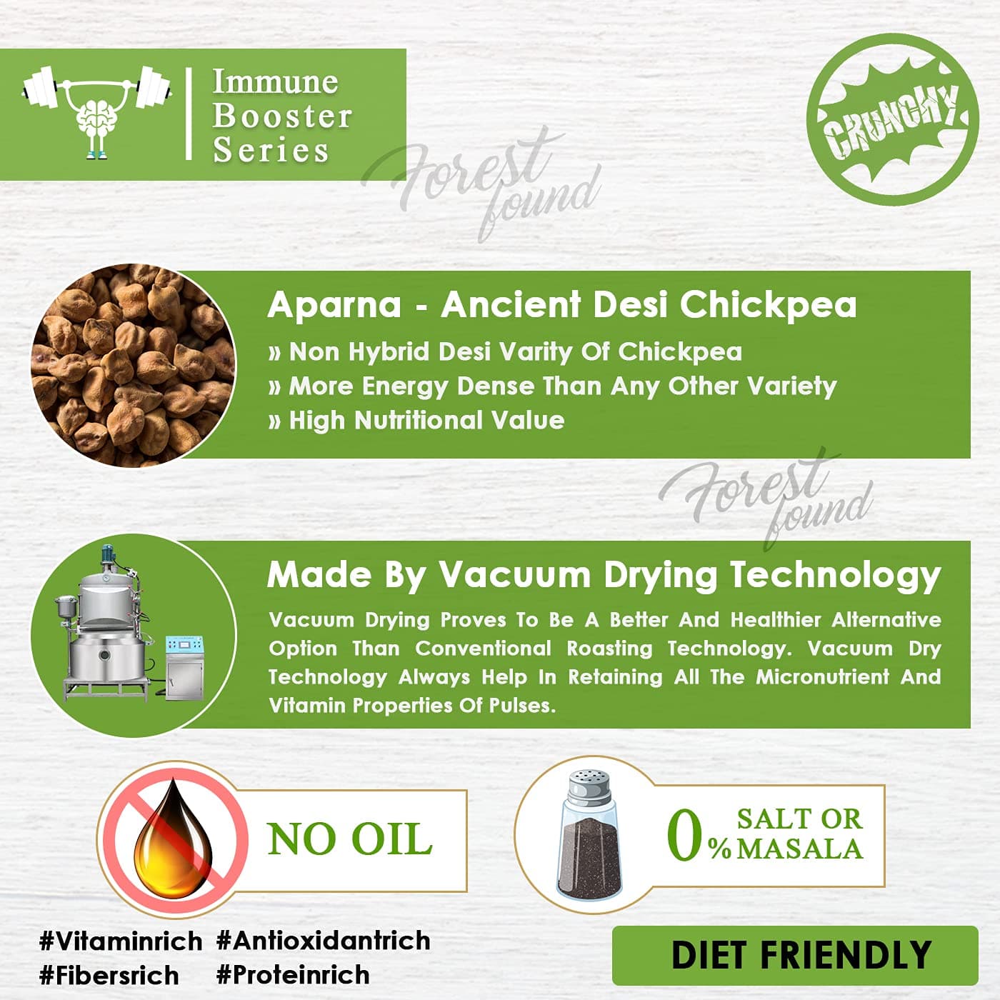Forest Found Vacuum Roasted Black Chana Jor Garam (250g) – 100% Oil-Free & Gluten-Free Namkeen | No Salt & No Masala | Low-Fat Diet Snack for Weight Loss — image 4