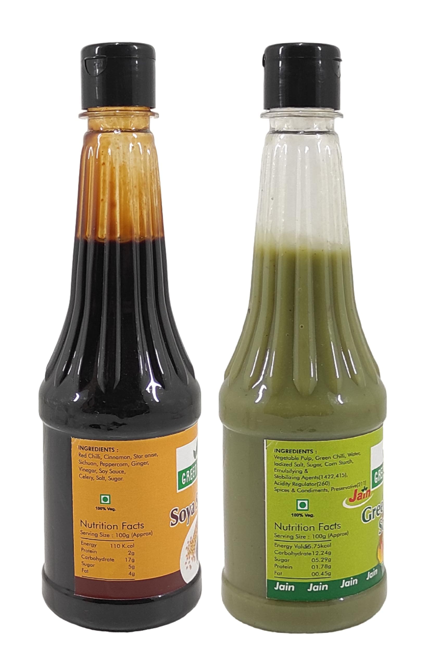 Green Piece Jain Sauce WIth No Onion/Garlic Soya sauce & Green Chilli Sauce(Pack of 2) Sauce (1000 ml) — image 4