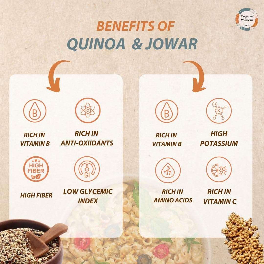 Organic Wisdom-Back to Roots Quinoa Jowar Macaroni, 180 g | Millet Pasta | No Maida | No MSG | No Refined Oil | High Protein & Fiber — image 4