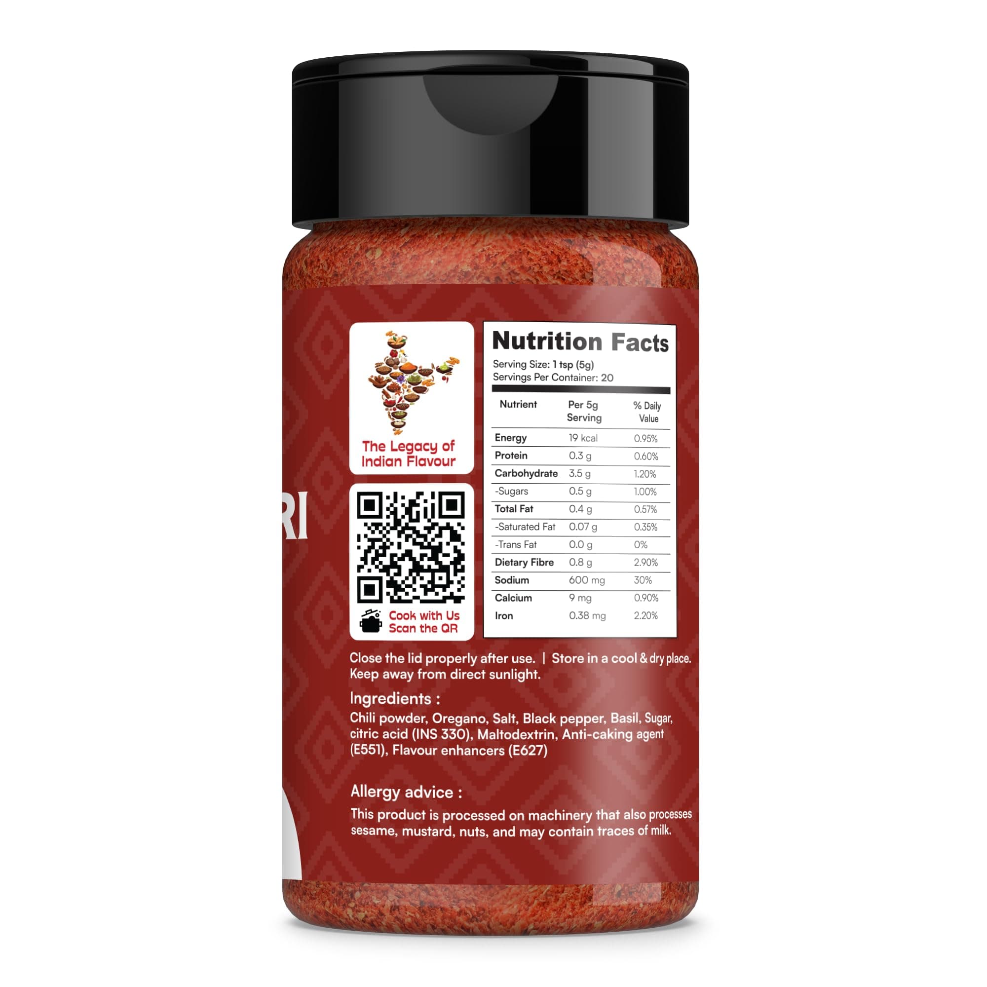 Zest Jain Peri Peri Seasoning 100g | No Onion No Garlic Spicy & Tangy Masala Powder | Fries, Pizza, Pasta, Noodles & Snacks Sprinkle | All-Purpose Seasoning — image 2