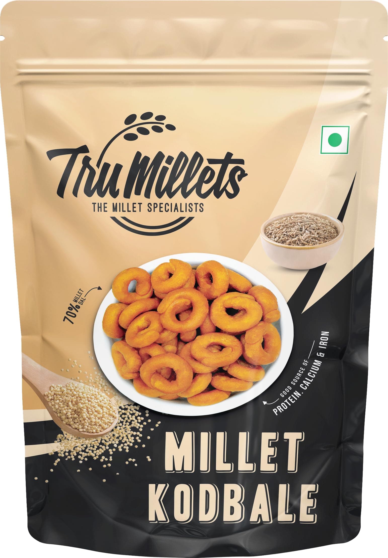 Trumillets Healthy Millet Namkeen Snacks Combo, 25g (Pack of 5),High In Protein,Calcium,Iron,Fibre,No Palm Oil, No Cholesterol, Gluten-Free | Murukku, Bites, Nippatu, Kodbale, Thengol,Keto-Friendly — image 6
