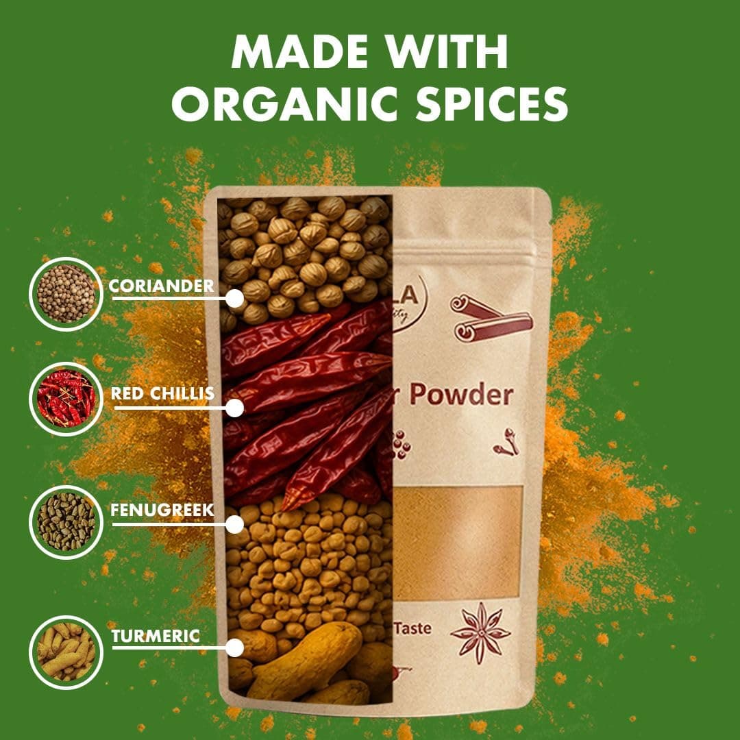 PRAFULLA Sambar Powder | Authentic Brahmin Taste Traditional South Indian Masala | Pure Vegetarian No Onion No Garlic Sambhar Spices Blend | Everyday Curry Cooking Premium Quality — image 2