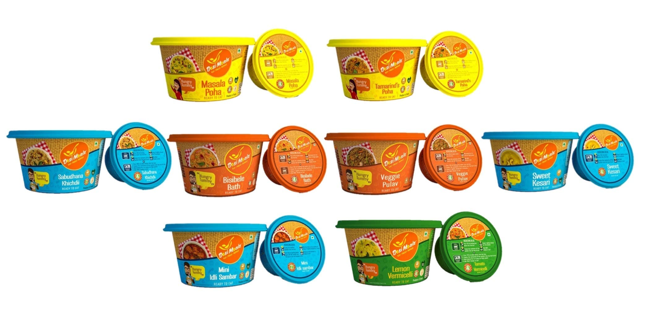 Desi Mealz Breakfast Pack - No Onion No Garlic Special Combo | Instant Foods | Vegetarian | Readymade Packaged Food | No Preservatives (Pack of 8) — image 2
