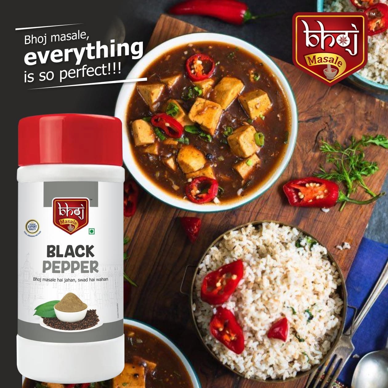Bhoj Masale Kali Mirch Powder 450GM | Black Pepper Powder | Black Pepper | Kali Mirch Powder | Fresh Black Pepper | No Artificial Additives.No Colour, No Preservatives, No Onion & No Garlic ( Jain Masala) — image 3