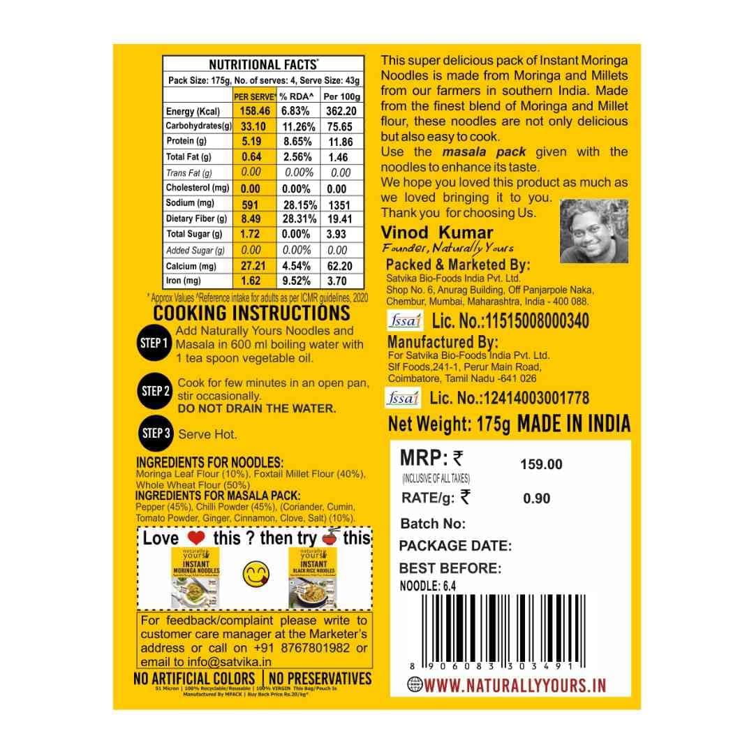 Naturally Yours Instant Ramen Noodles Combo | Moringa & Black Rice | No Maida, Not Fried | No Onion No Garlic, Jain Friendly | Ready in 2 Minutes | Healthy Instant Noodles | 175g Each Pack of 2 — image 3