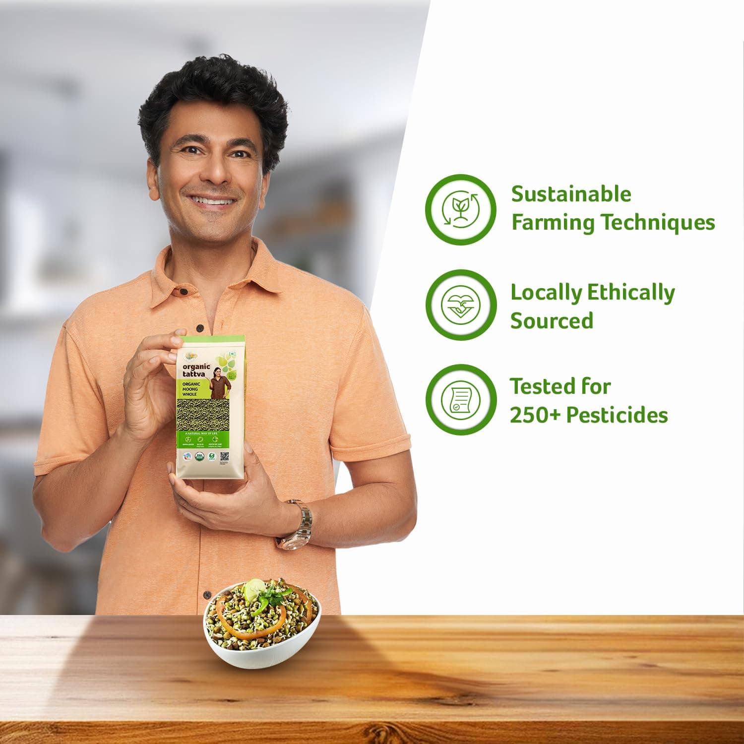 ORGANIC TATTVA , Organic Moong Whole/Sabut Moong Dal, Rich In Protein | Naturally Gluten Free And Unpolished | Pesticide And Chemical Free, 500 Gram — image 6