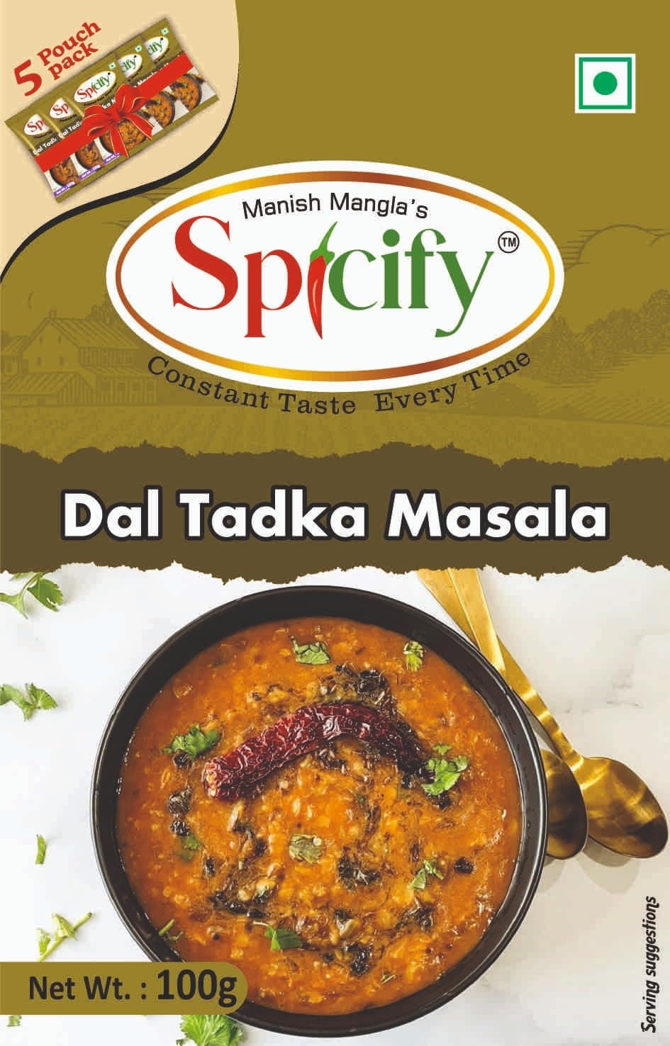 Spicify Dal Tadka Masala - 100g | Ready to Use Instant Spice Mix | No Onion No Garlic No MSG | Authentic & natural Spice Blend — image 3