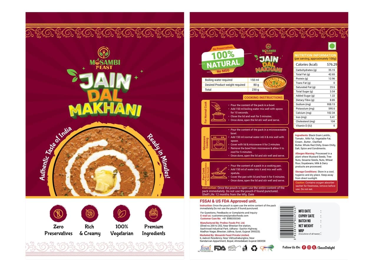 MOSAMBI FEAST Ready to Eat Jain Dal Makhni | Zero Preservatives | Rich & Creamy — image 3