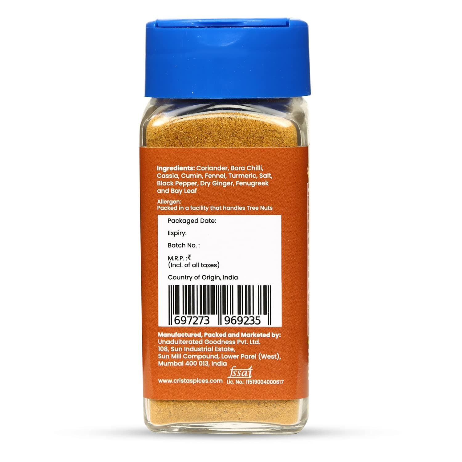 CRISTA 45 gms, Savoury Indian Curry Powder | Multipurpose Flavourful Blend | All Spices Powder | No Added Sugar | No Onion | No Garlic | Vegan | Zero added Colours, Additives & Preservatives — image 4