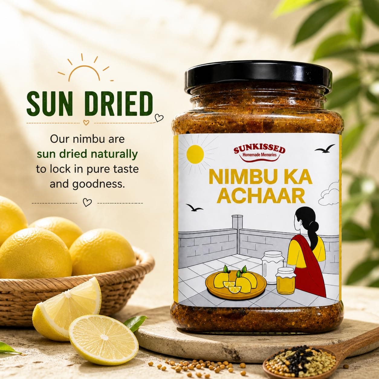 Sunkissed Homemade Memories Fresh Lemon Pickle 250g| Nimbu ka Achar with No Onion & Garlic | Nimbu tangy Oil-Free Pickle | Traditional Grandma-Style Recipe | No chemical, No Preservative — image 4