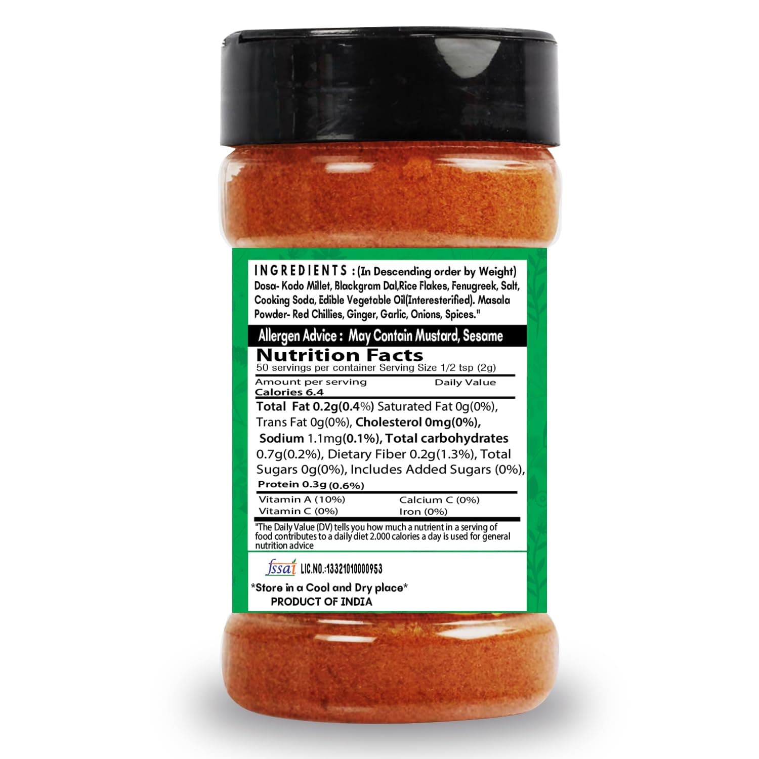 SARANZ Mysore Dosa Masala Indian Spice Instant Dosa Masala Perfect for Cooking, Ready to Use, No Added Colours, Spice Powders and Masalas, Premium Artisanal Spices with Rich & Strong Flavour-100 Grams Bottle — image 2