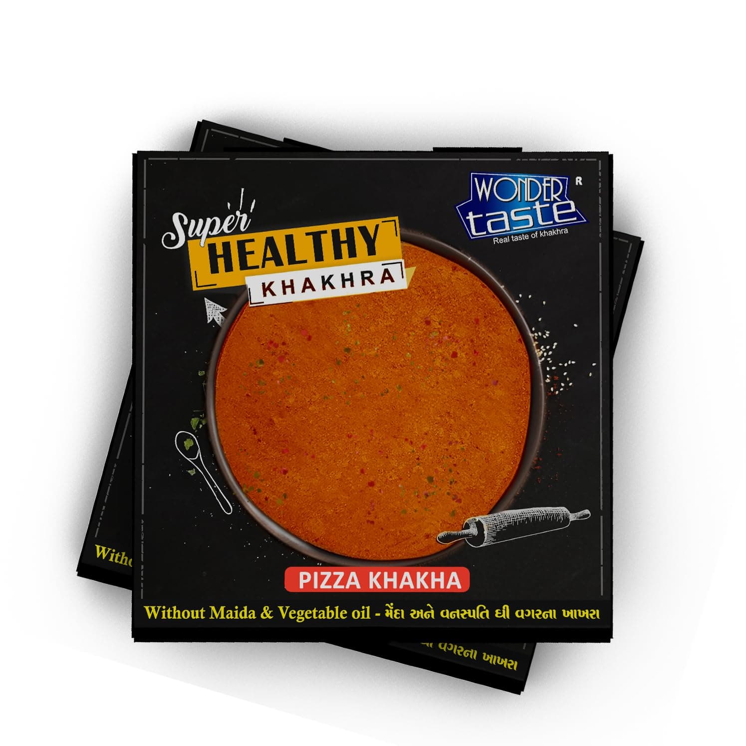 WONDER TASTE Pizza Khakhra Pack Of 4 (Each 200g) | No Maida | No Vegetable Oil | Just add Cheese and Vegetables to get Pizza Ready | Healthy Yummy & Crispy Bites for Kids | — image 2