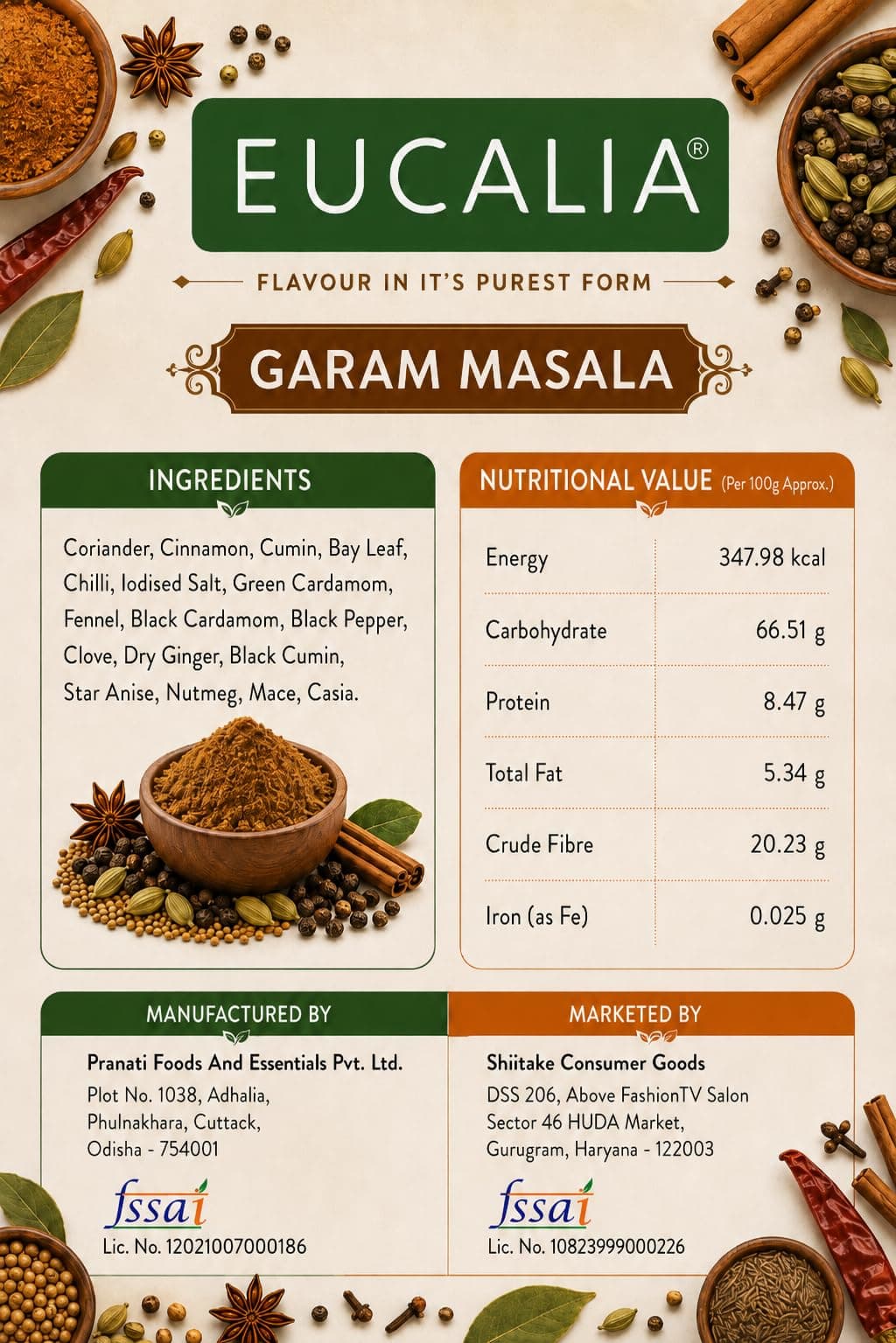 EUCALIA Sattvik (No Onion - No Garlic) Curry Powder (Sabji Masala) Pack of 4 (50g) | Bold & Aromatic Spice Blend | Rich Colour | No Added Colours or Preservatives | Perfect for Vegetarian Dishes & Everyday Cooking | Sattvik No Onion No Garlic (NONG) | Total 200g — image 3