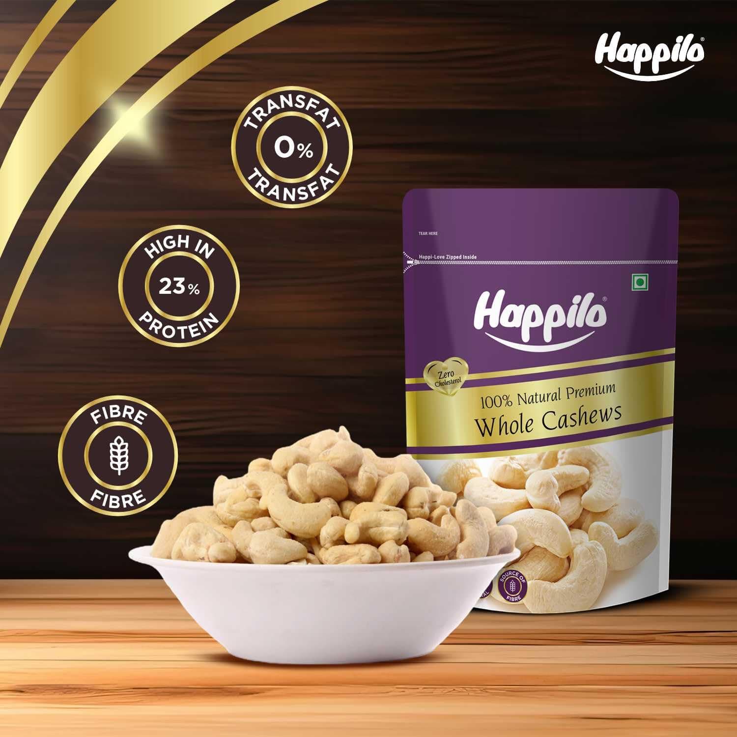 Happilo Premium Natural Whole Cashews 200g Value Pack | Dry Fruits, Kaju, Healthy Snacks | Unsalted Cashew Nuts | Crunchy, Nutritious & Delicious Nuts | Rich in Protein, Magnesium & Phosphorus — image 4
