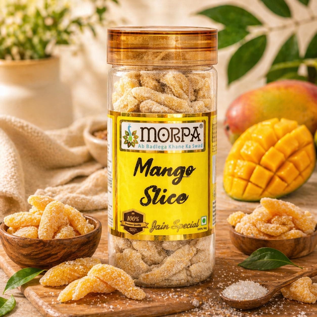 Morpa Mango Slice Aam Papad Sweet and Tangy Mango Candy Traditional Indian Fruit Bar Ready-to-Eat Snack Jain Special 100% Vegetarian — image 2