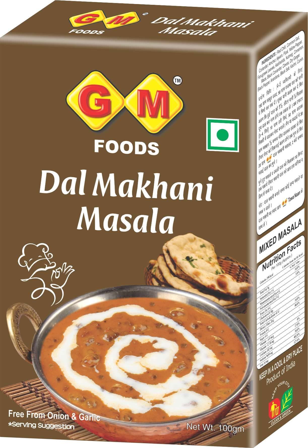 GM Foods Dal Makhani Masala 100g | Authentic Indian Style Spice Mix | Rich & Creamy Flavour | No Onion & Garlic | Easy to Cook | Ready to Use Masala for Restaurant-Style Dal at Home