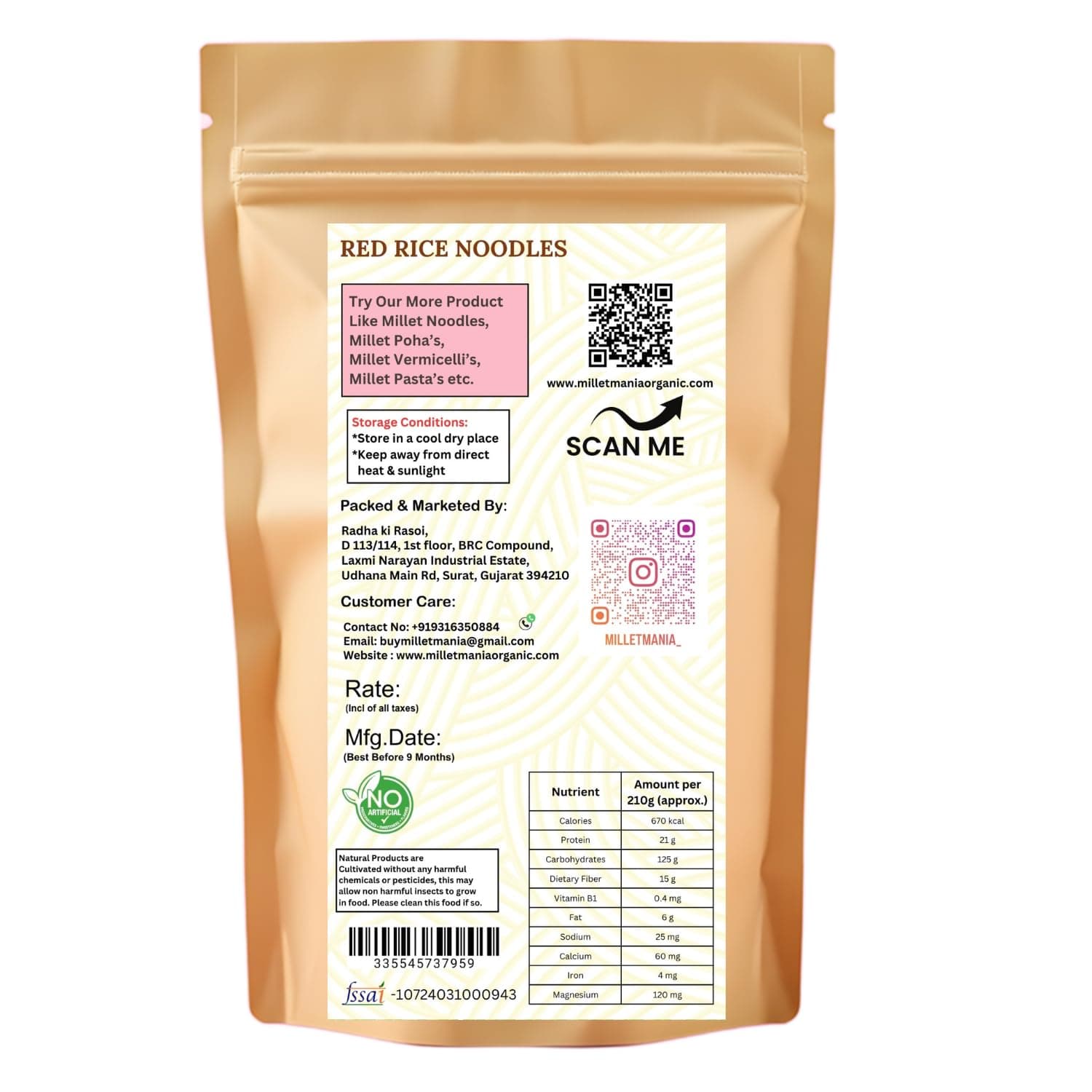 Millet Mania Red Rice Millet Noodles | Healthy And Delicious | Vegan | Indian Origin (Pack of 1) — image 2