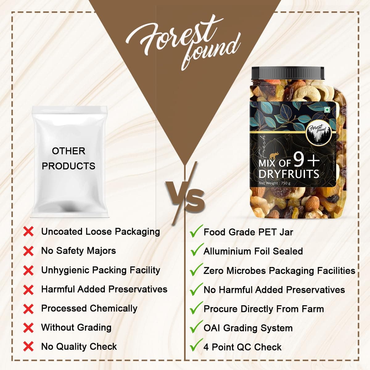 Forest Found 750g Premium Mix Dry Fruits & Nuts | 9+ Varieties Superfood Blend | Roasted Almonds, Cashews & Berries | Healthy Snack for Weight Loss & Immunity — image 7