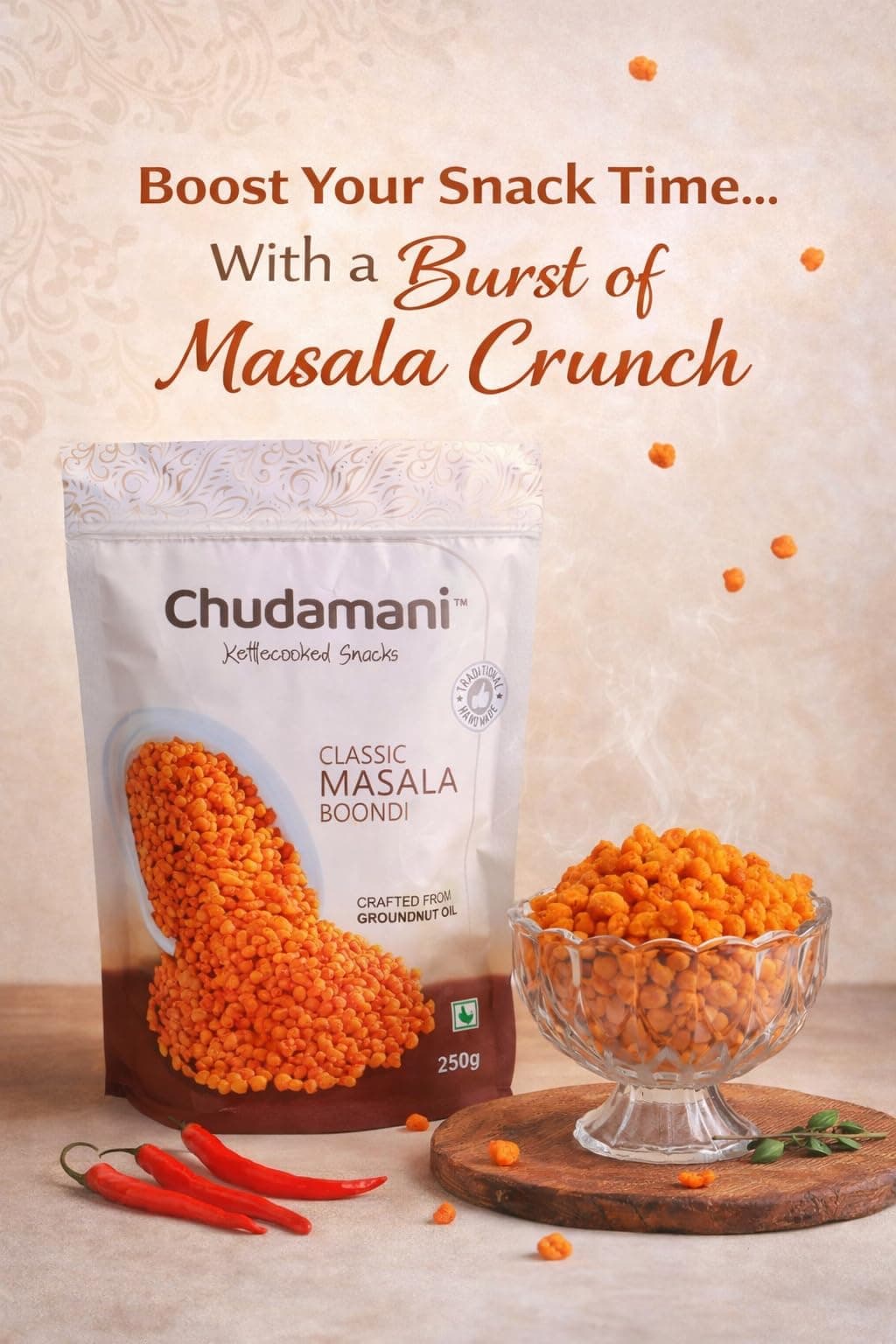 Chudamani Classic Masala Boondi For Raita, Kettlecooked Snacks, Traditional Handmade, Spicy Masala Boondi With Crunch, Rajasthani Boondi - 250gm — image 6