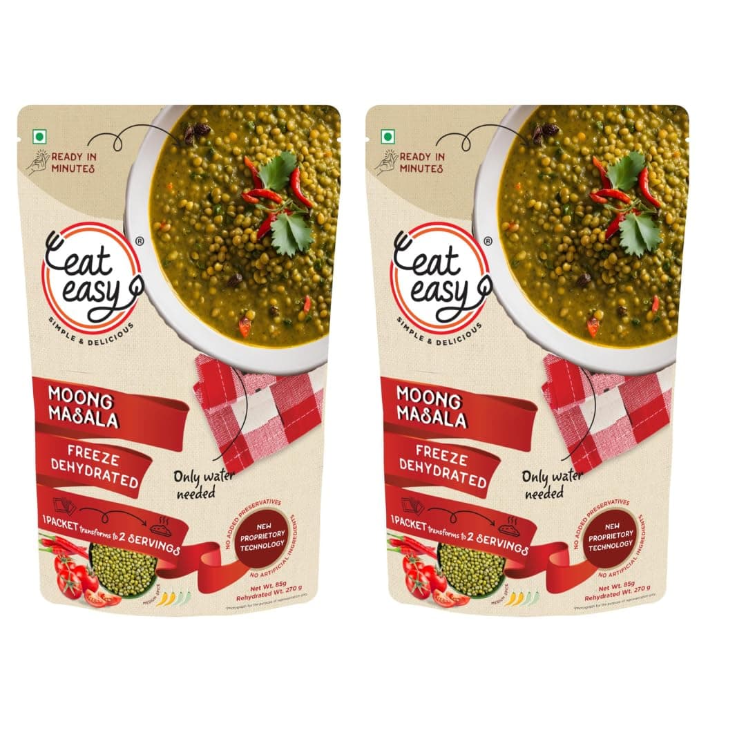 Eat Easy Ready to Eat Moong Masala 85g (Pack of 2) – Healthy Instant Moong Dal Snack, Spicy Vegetarian Meal, No Preservatives, Quick Indian Dish — image 2