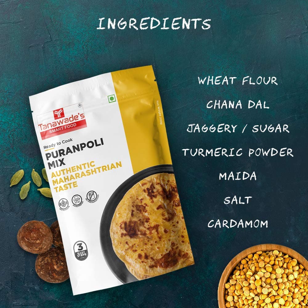 Tanawade’s Smart Food Instant Puranpoli Mix (Pack of 2) – No Preservatives • Ready‑to‑Cook Authentic Sweet Flatbread • Hand‑Picked Flavours • Homestyle Taste — image 5