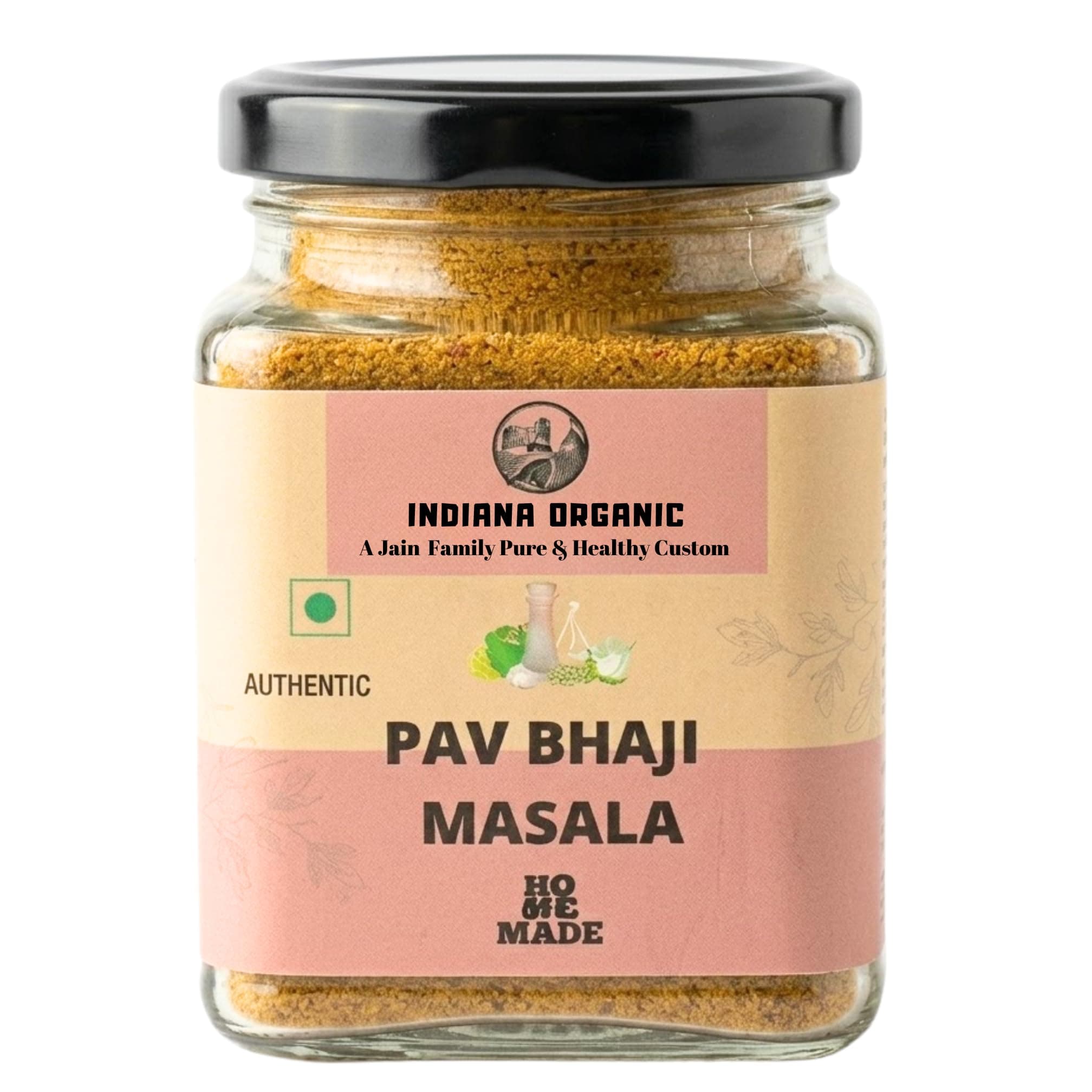 Indiana Organic Pav Bhaji Masala Powder | Authentic Aamchi Mumbai - 150 Gram | No onion & garlic | Freshly ground packed on order | Zero Added Colours, Fillers, Additives & Preservatives