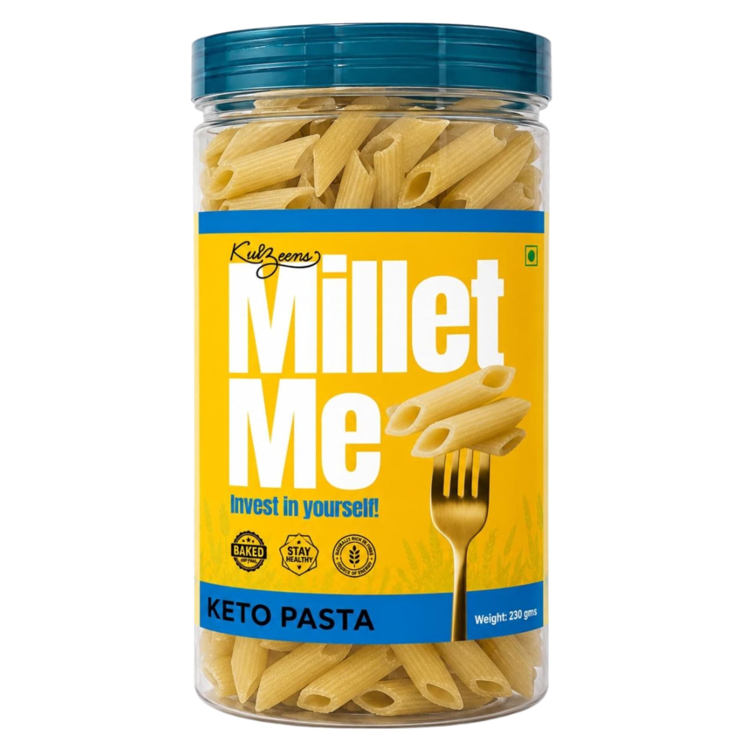 Millet Me by Kuizeens Keto Pasta - 250g (Pack of 1) | Ultra Low Carb & High Protein penne pasta | Diabetic Friendly & Keto Diet Approved | No Added Sugar, Maida-Free & Gluten Free | No Onion No Garlic | Jain-Friendly | Instant Pasta