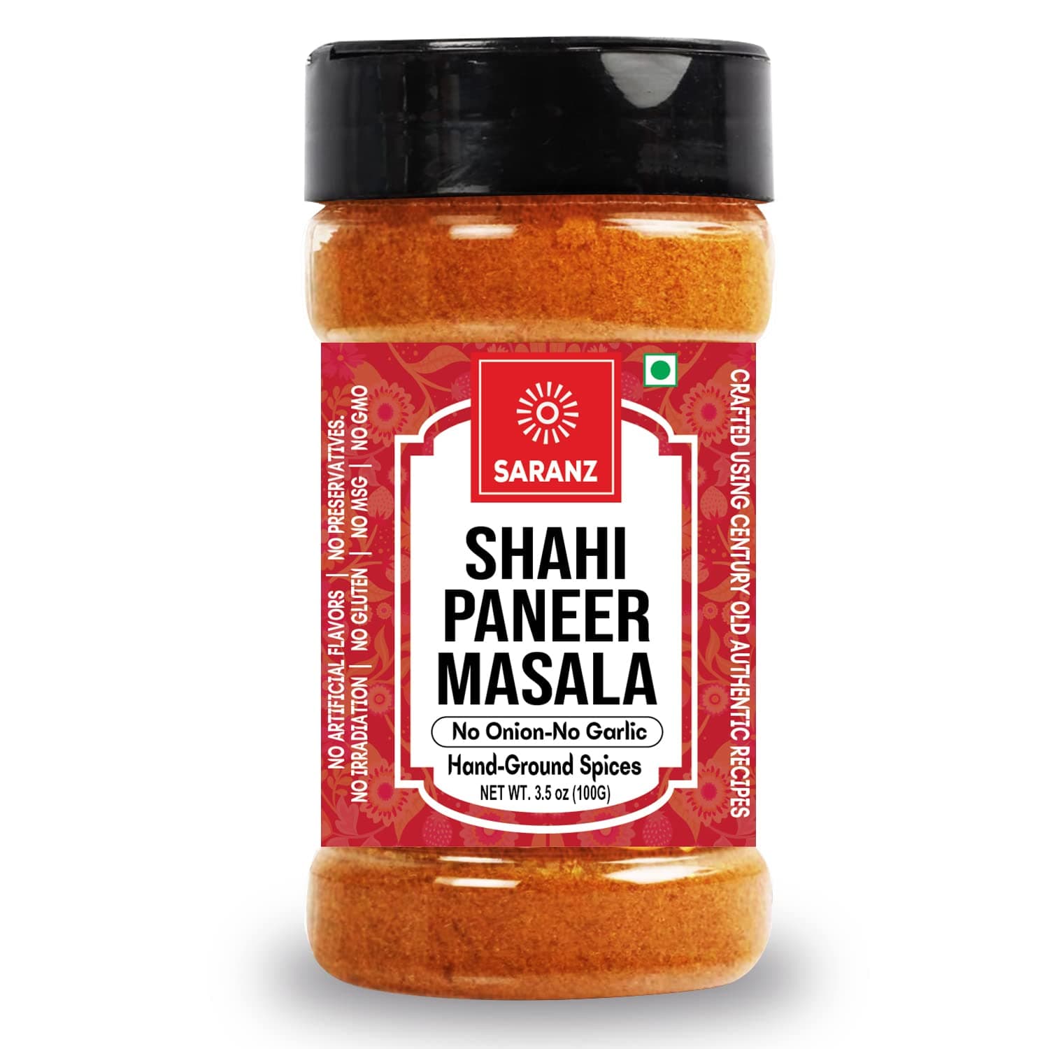SARANZ Shahi Paneer Jain Blended Masala Perfect for Cooking, Ready to Use, No added colours, Spice Powders and Masalas, Premium Artisanal Spices with Rich & Strong Flavour-100 Grams Sprinkler Jar