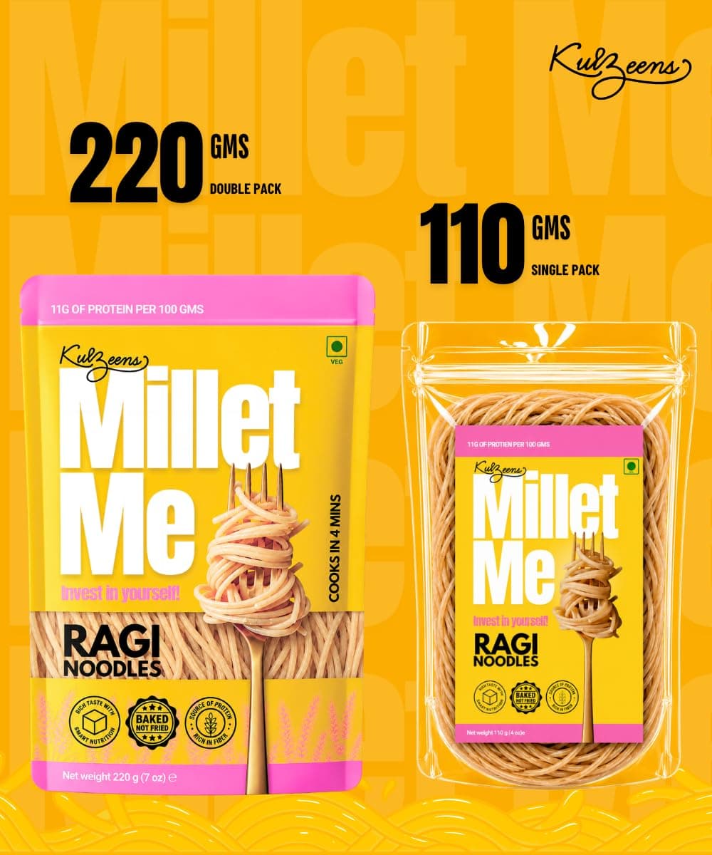 Millet Me by Kuizeens Ragi Noodles - 110G (Pack of 1) |100% Millet Noodle|Protein-Rich | Easy-to-Make | Fresh & Flavourfull | No MSG |No Preservatives|Ready in Minutes | Jain | No Onion & Garlic — image 3