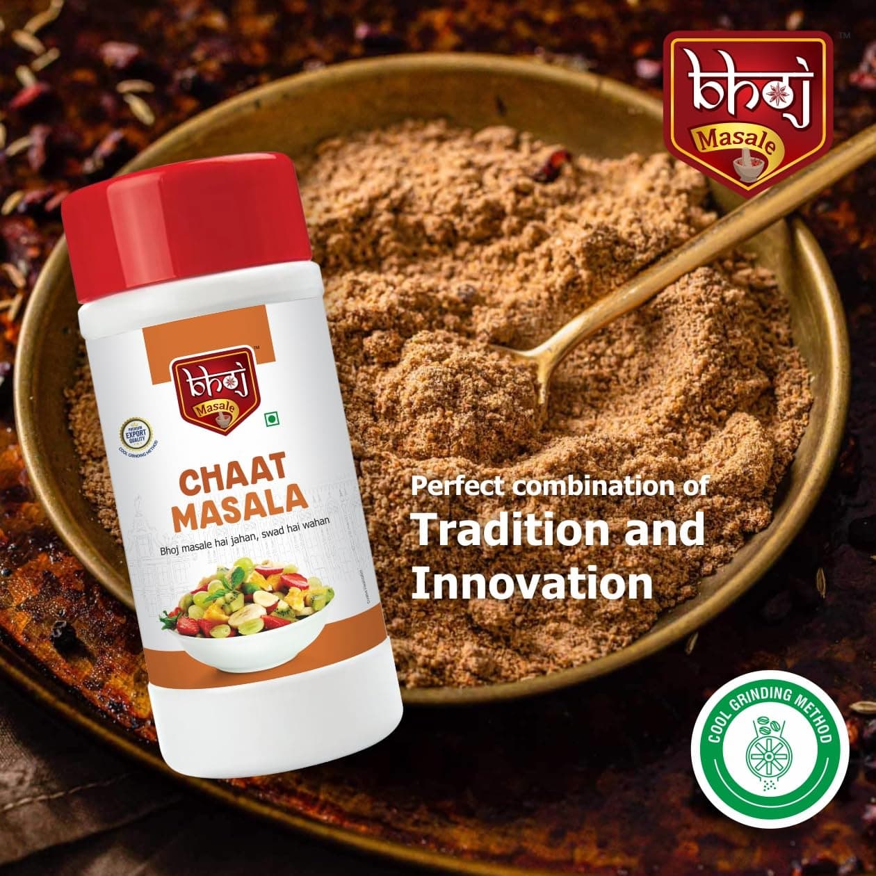Bhoj Masale Chaat Masala Powder 450GM | Blended Spices Used in Saute Veggies, Fruit Salads, Snacks, Curries, Buttermilk, Sharbats, Fruit Juice. No colour, no preservatives, no onion & no garlic ( Jain Masala ) — image 6