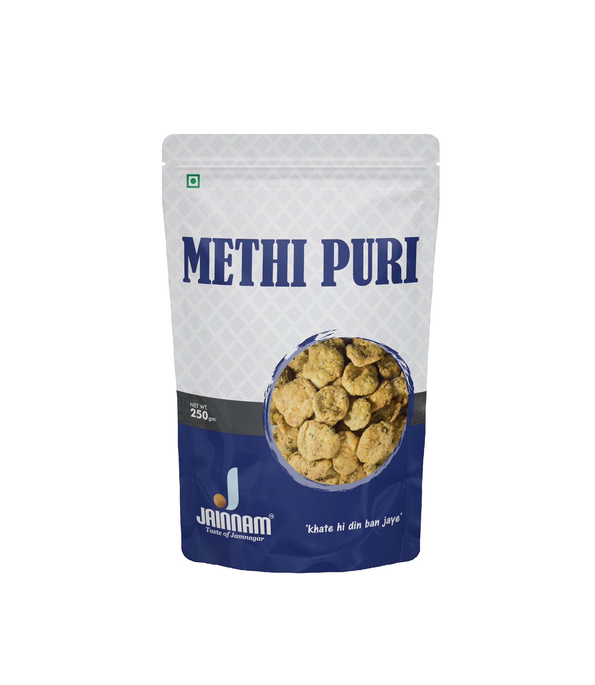 Jainam Food Methi Puri (250g) | Crispy Namkeen | Tea Time Snack | Famous Gujarati Ready to Eat