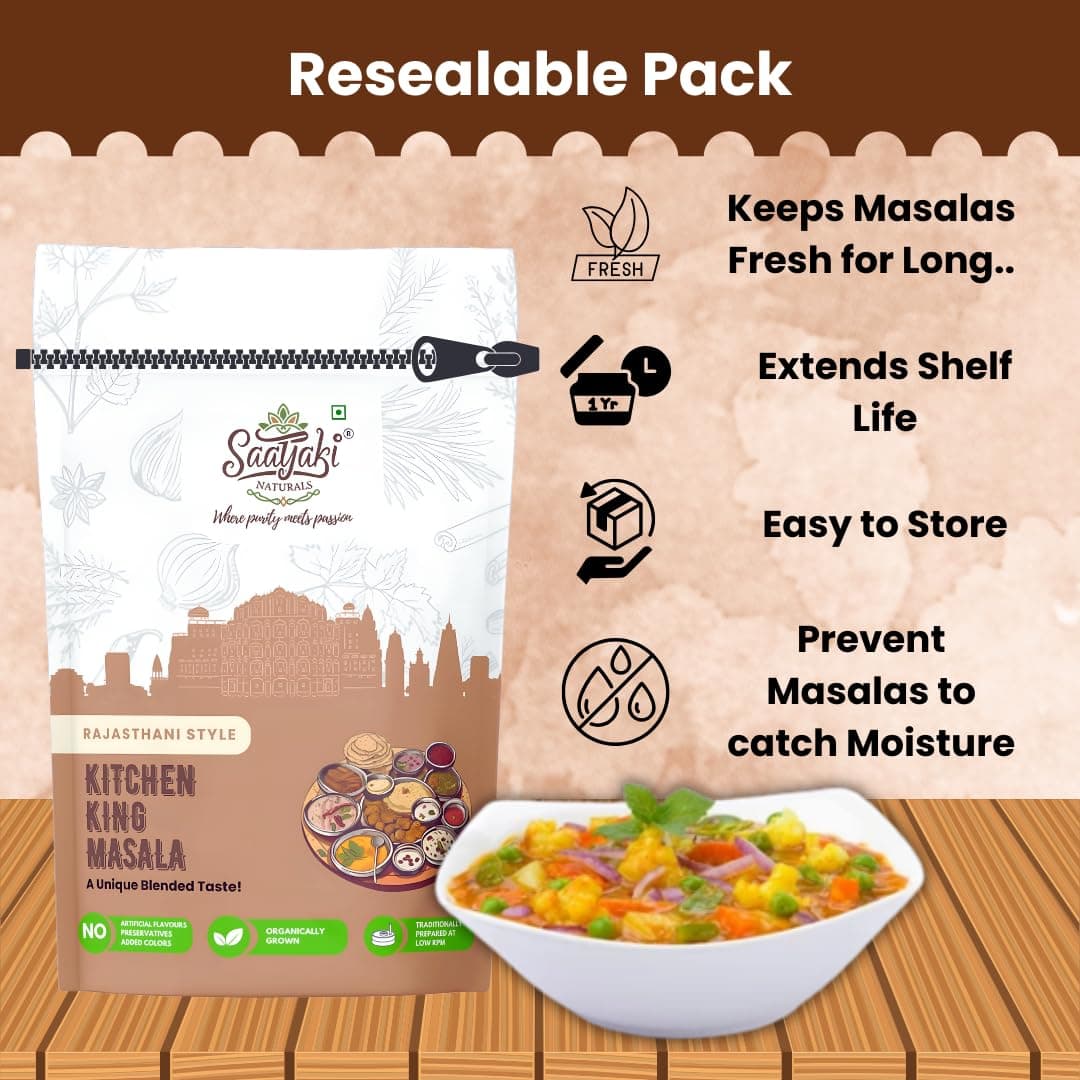 Saatyaki Naturals Kitchen King Masala - 100gm| Authentic Indian Spice Blend for Curries, Sabji and Daily Cooking|Homemade Style, Freshly Grounded Aromatic Masala with No Preservatives — image 5
