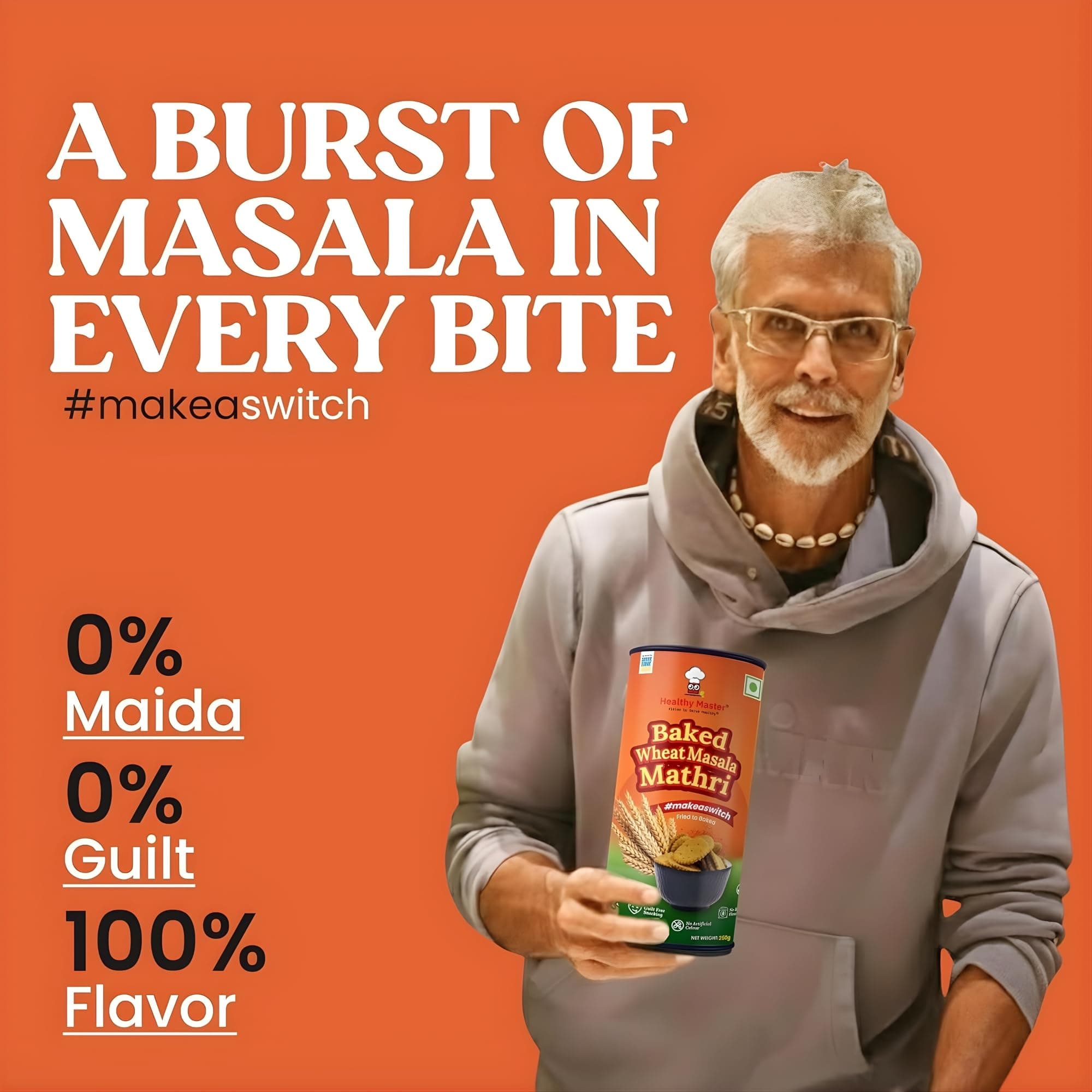Healthy Master Baked Wheat Masala Mathri 250g | No Maida | No Palm Oil | Crispy Crunchy Healthy Snack | 100% Wheat | Namkeen Mathi — image 5