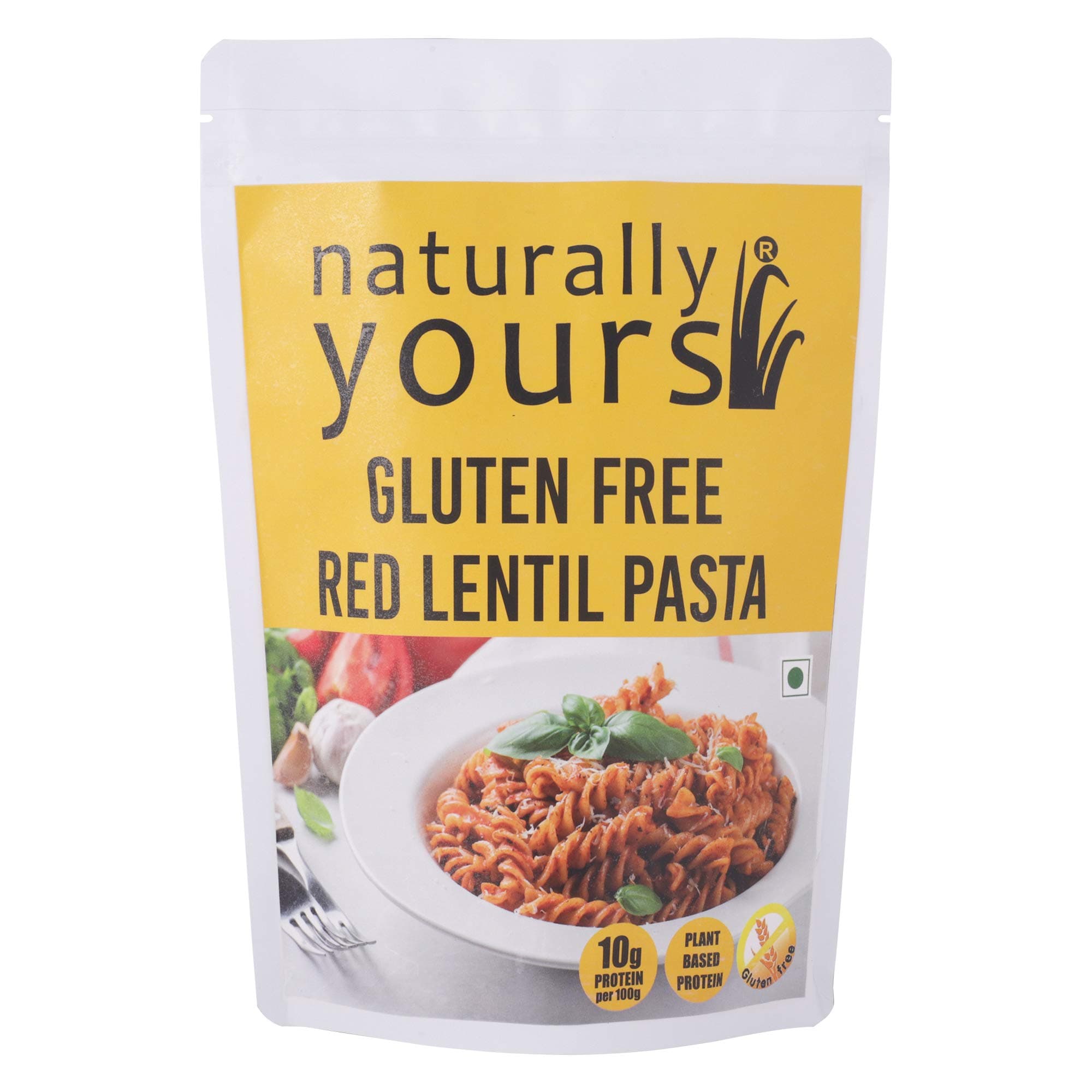 Naturally Yours Red Lentil Pasta | 200g Pack | Gluten-Free, No Maida, No Onion No Garlic, 100% Jain Friendly, Vegan, Preservative-Free | High Plant Protein & Fiber | Healthy Pasta | Pack of 1