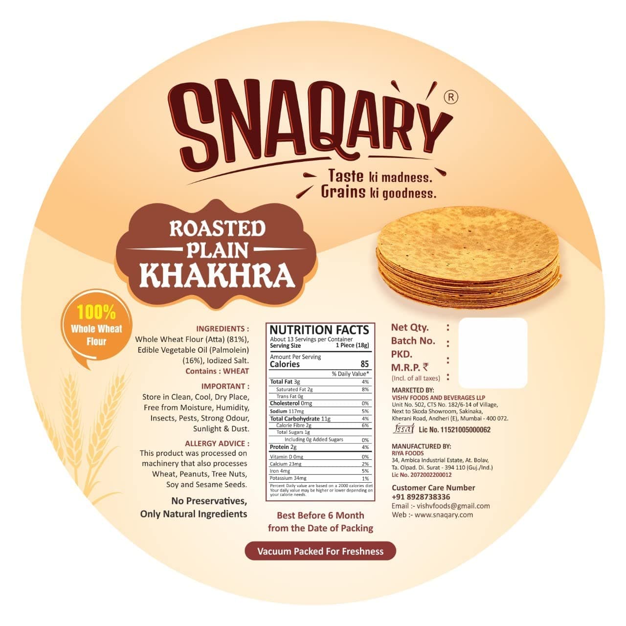 Snaqary Multigrain Khakhra Combo - Methi, Masala, Plain, Moong & Jeera | Wholesome Indian Snacks, 100% Natural, Diet-Friendly Delight (5 Packs, 200g Each) — image 5