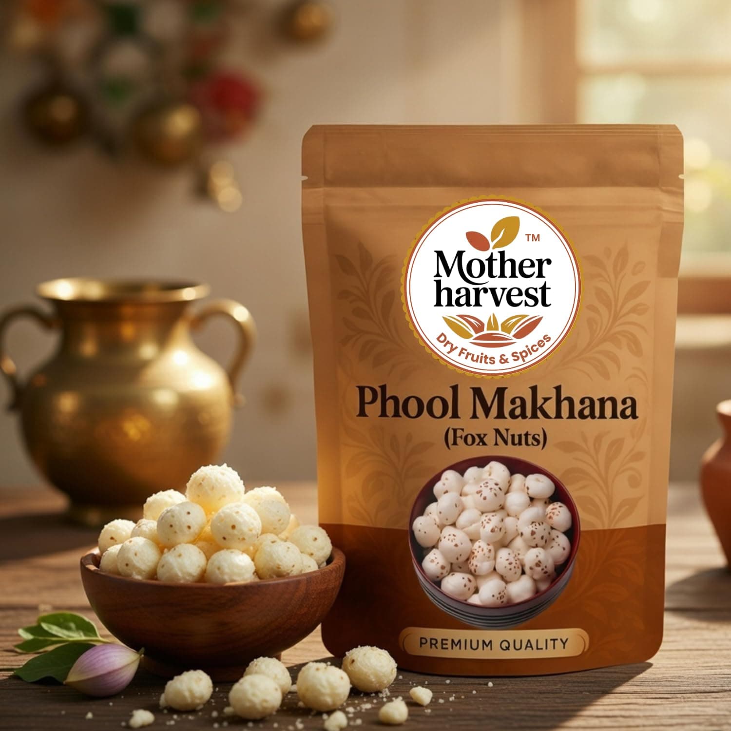 Mother harvest Prasadam Makhana | Crunchy Phool Makhana | Handpicked 4+ Sutta | Fox Nuts/Lotus Seeds | Gorgon Nut | Healthy Diet Immunity Booster Snacks | Rich in Calcium & Maintains Weight | 200gm — image 4