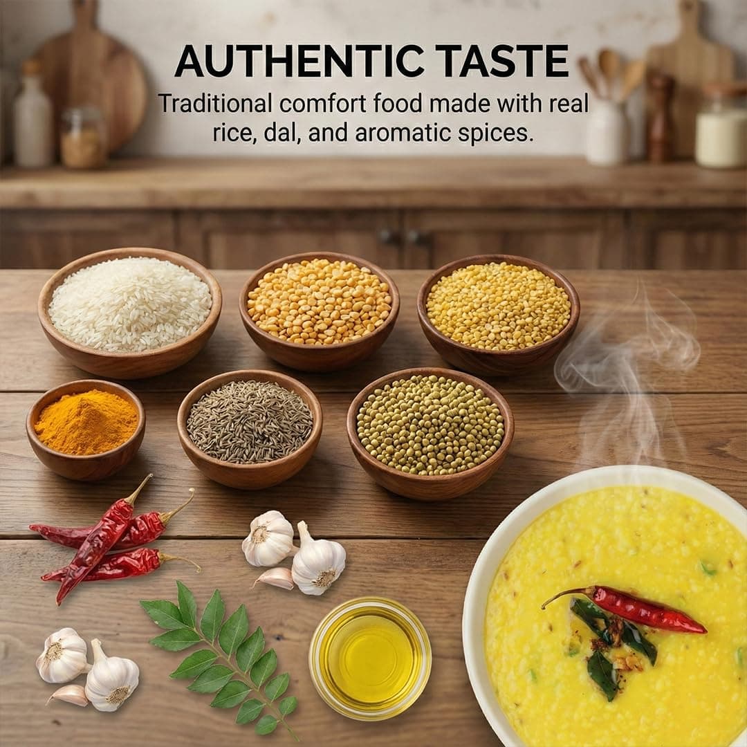Instant Dal Khichadi | Pack of 4 (90g Each) | Quick & Tasty Traditional Meal | No Added Preservatives | Ideal for Busy Days — image 4