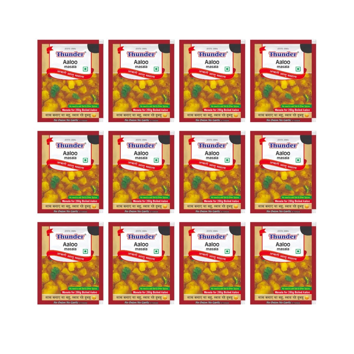 Thunder Aaloo Masala 10g Sachet, Complete Recipe Spice Mix For Achari Aloo/Dry Potato Sabzi, No Onion No Garlic, Balanced Spices, Pack of 12 — image 2