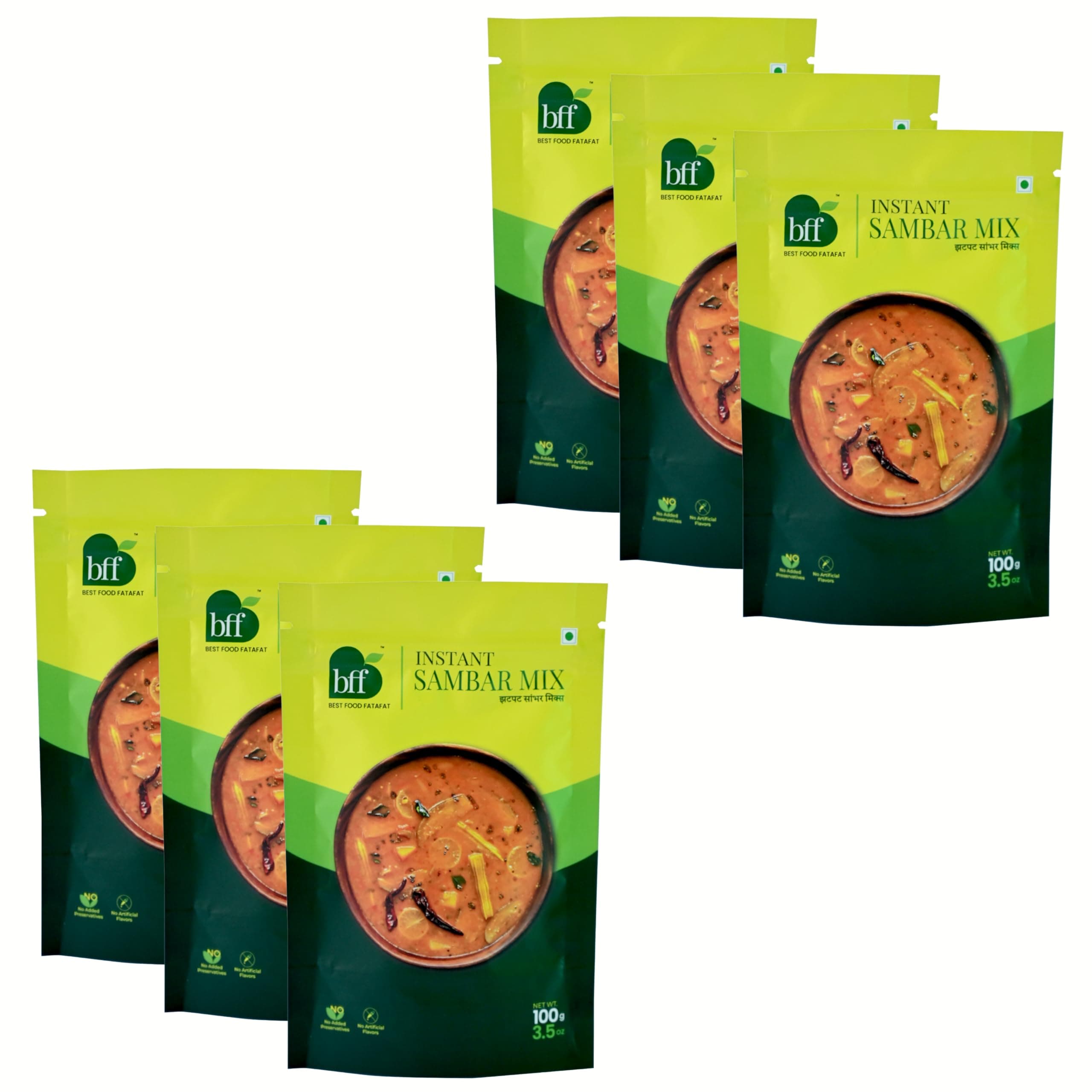 Instant Sambar Mix – Pack of 6 (100g Each) | Ready-to-Cook South Indian Curry | Made with Lentils & Spices | No Added Preservatives | No Onion and No Garlic | Suitable for Rice, Idli, Dosa & Vada | Easy to Prepare