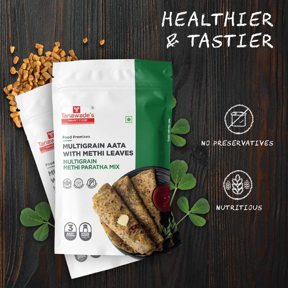 Tanawade’s Smart Food Instant Multigrain Methi Paratha Mix – Pack of 2 • Ready‑to‑Cook Fenugreek & Multigrain Flatbread • No Preservatives • Vegan‑Friendly • 5–7 min Prep — image 7