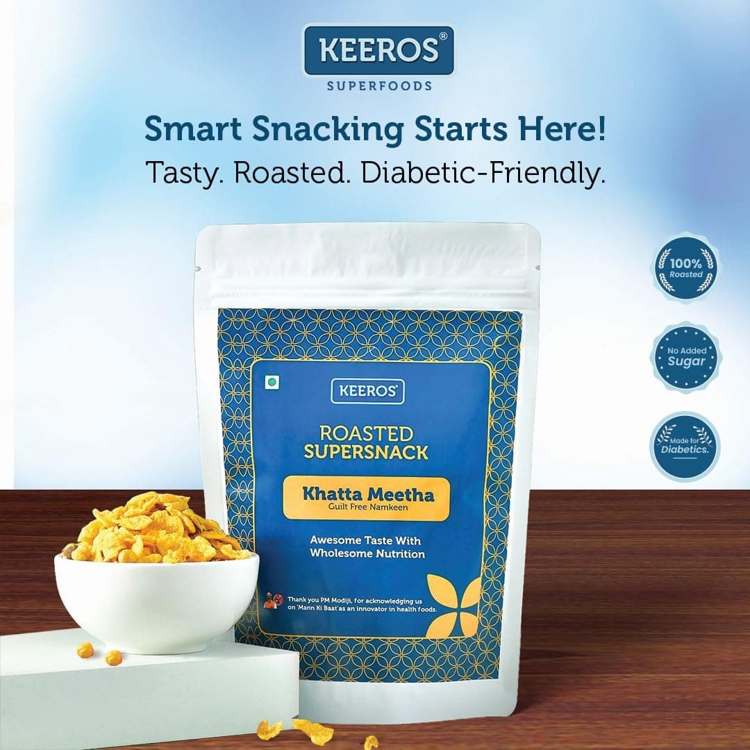 Keeros Roasted Khatta Meetha Namkeen | Diabetic-Friendly, Guilt-Free Snack | High-Fibre, Zero Cholesterol & Trans Fat |200g — image 2