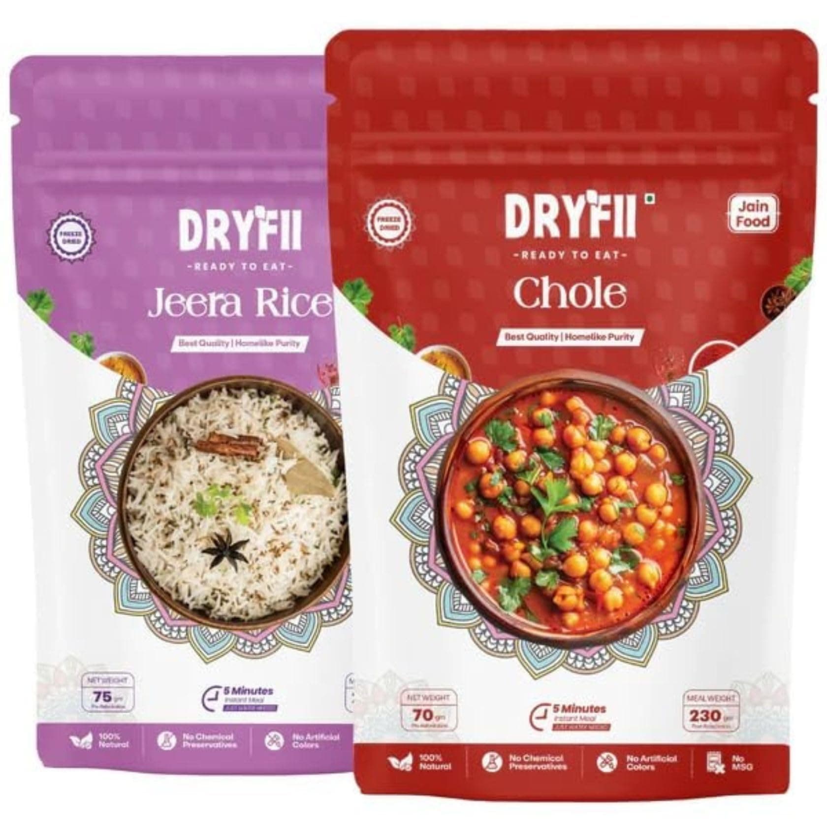 Dryfii Ready-to-Eat Instant | Jain Chole & Jeera Rice | Pure Veg | Freeze Dried | No Onion, No Garlic | Rehydrated Weight 455 g — image 2
