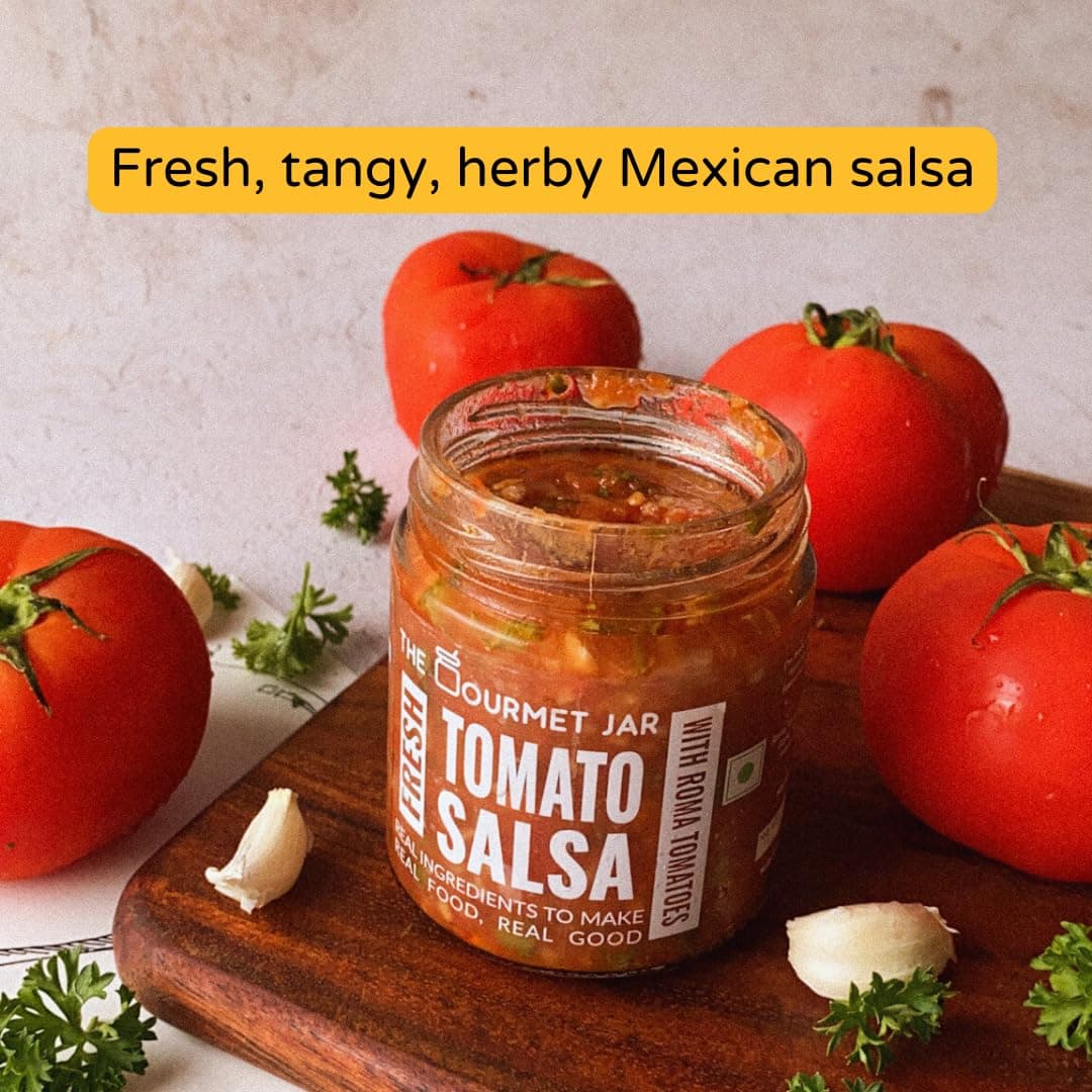 The Gourmet Jar Fresh Tomato Salsa 190g| 100% Natural, No Preservatives, No Artificial Colors, No Artificial Flavours| Vegan| Keto-friendly| Mexican Salsa| Made with Real Tomatoes| Fresh, Herby, Tangy| Enjoy it with Nachos, Tacos, Burrito Bowls & Chips| Pack of 1 — image 4