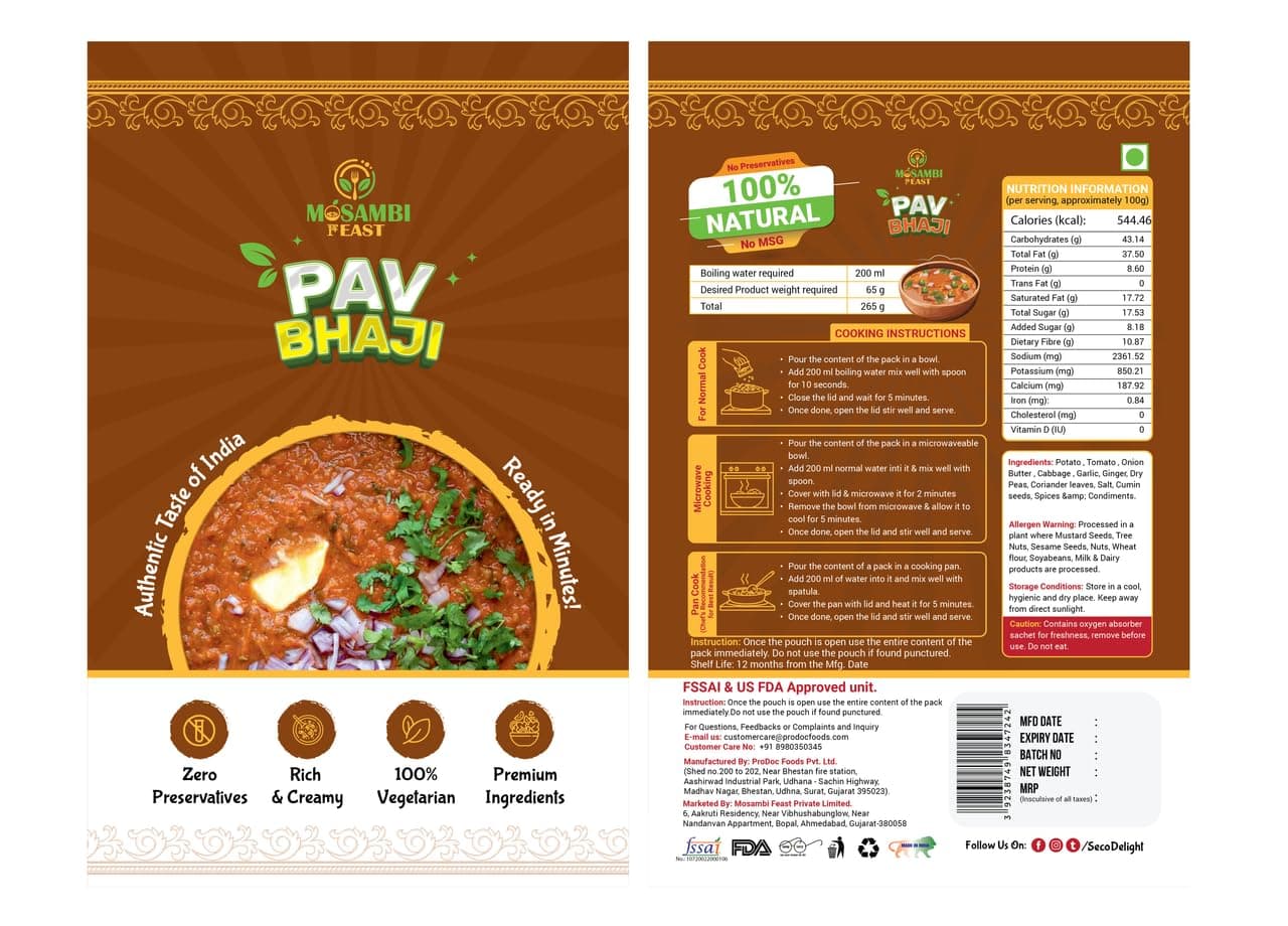 MOSAMBI FEAST Ready-to-Eat Jain Pav Bhaji | 100% Natural Zero Preservatives | Rich Creamy Authentic Indian Street Food | Healthy Vegetarian Meal — image 4
