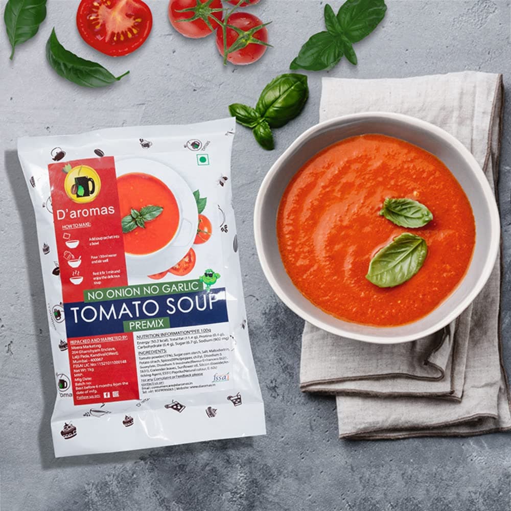 D'aromas Instant Jain Tomato Soup 5Kg, Instant Premix Powder With No Onion & No Garlic, Instant Mix Powder, Veg Soup, No Artificial Flavour & Colour 500gm (Pack Of 10) — image 2