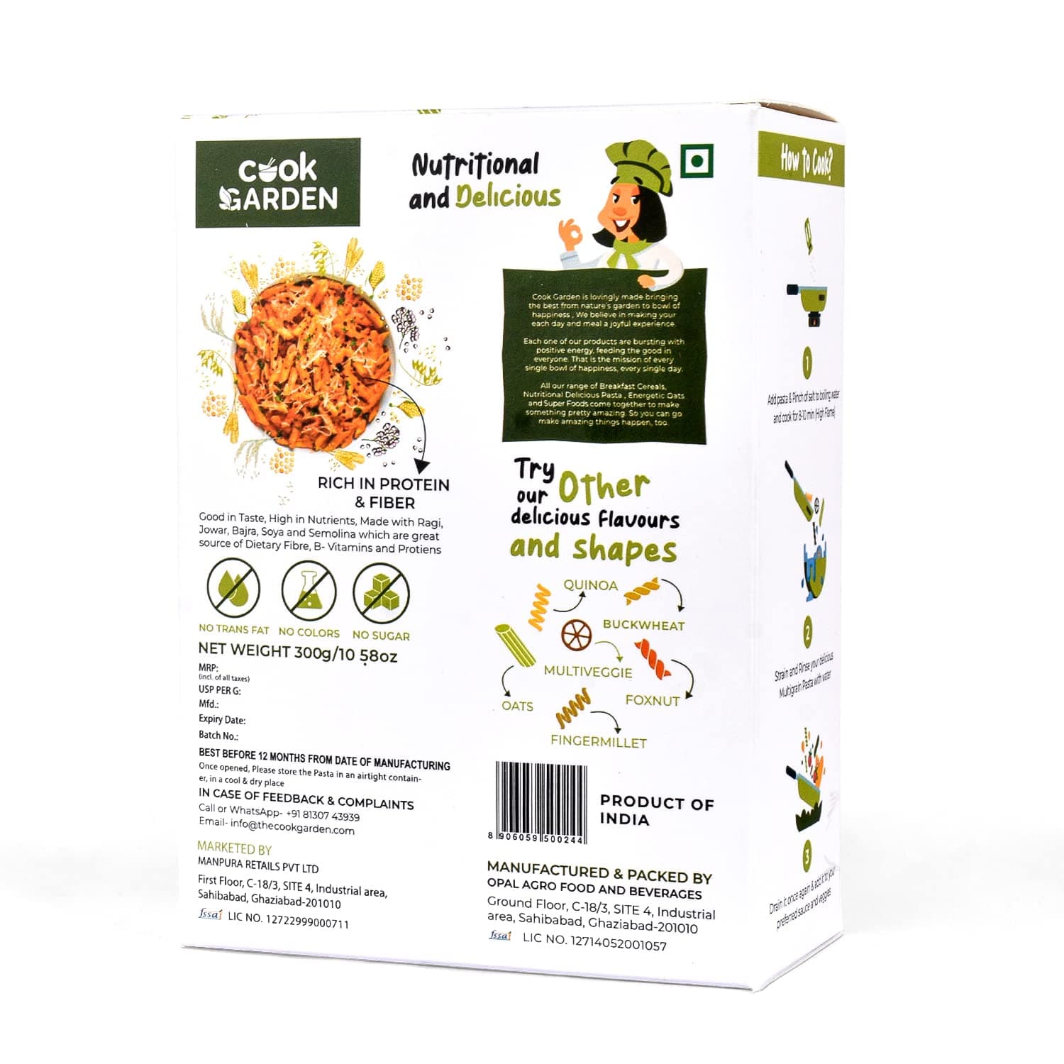 CookGarden Multiveggie & Multi Grain Pasta 300g | Healthy Pasta | Pack Of 2 — image 3