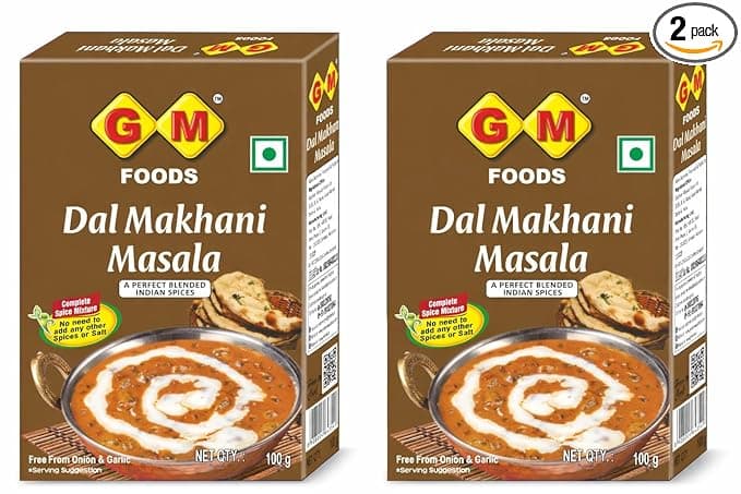 GM Foods Dal Makhani Masala 100g (Pack of 2) | Authentic Indian Style Spice Mix | Rich & Creamy Flavour | No Onion & Garlic | Easy to Cook | Ready to Use Masala for Restaurant-Style Dal at Home